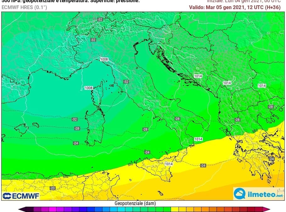Aggiornamento meteo di lunedì 4 gennaio 2021