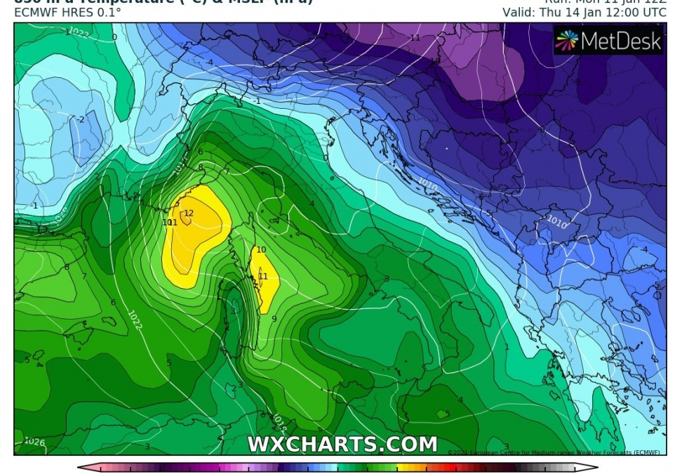 Briefing meteo di Lunedì 11 Gennaio 2021