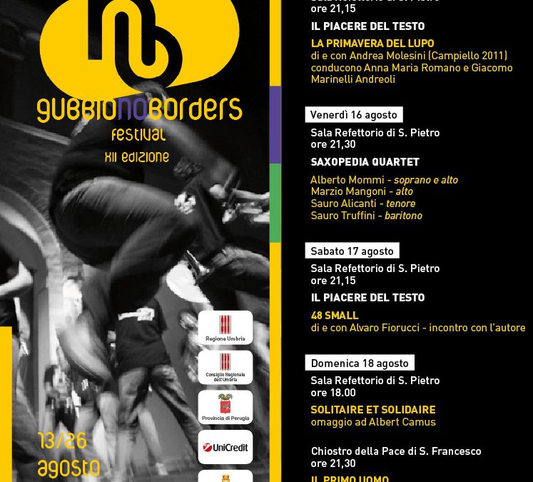 Programma Festival Gubbio No Borders 2013