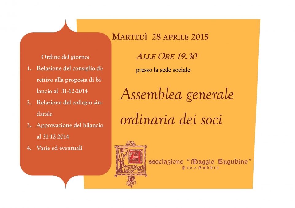 Domani Assemblea Ordinaria dei Soci