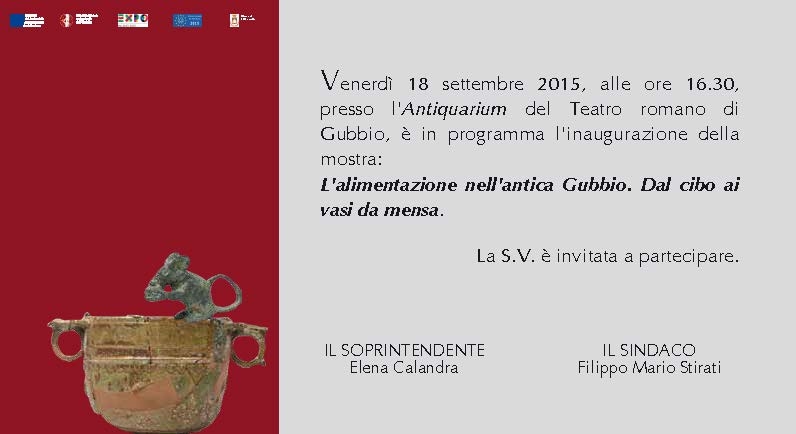 Mostra sull'alimentazione nell'antica Gubbio, venerdì 18,  Antiquarium
