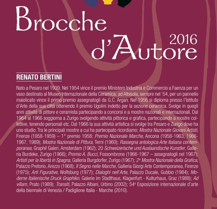 XV EDIZIONE  BROCCHE D'AUTORE gioved&igrave; 12 maggio ore 17, Museo civico sez. archeologica palazzo dei Consoli