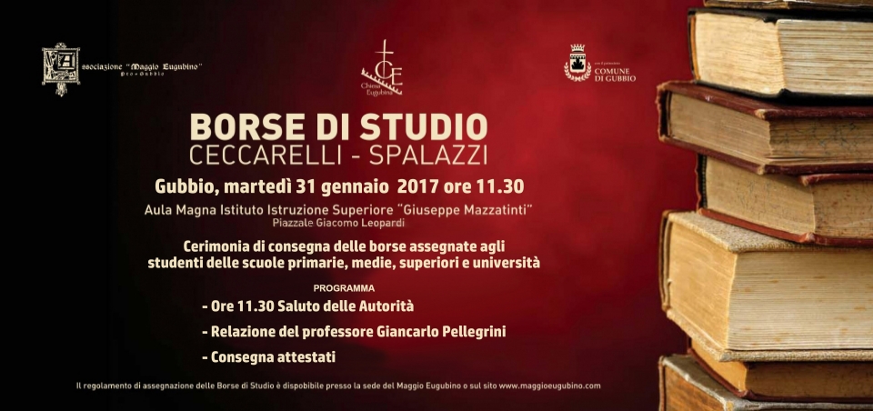 CONSEGNA BORSE DI STUDIO LASCITO CECCARELLI: MARTEDI 31 GENNAIO ORE 11:30