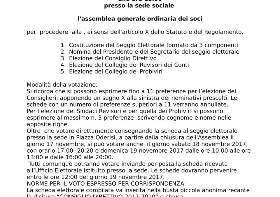 ELEZIONI MAGGIO EUGUBINO: CONVOCAZIONE ASSEMBLEA ELETTORALE