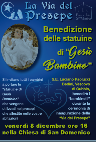 INAUGURAZIONE PRESEPE SAN MARTINO: VENERD&igrave; 8 DICEMBRE ORE 16.00