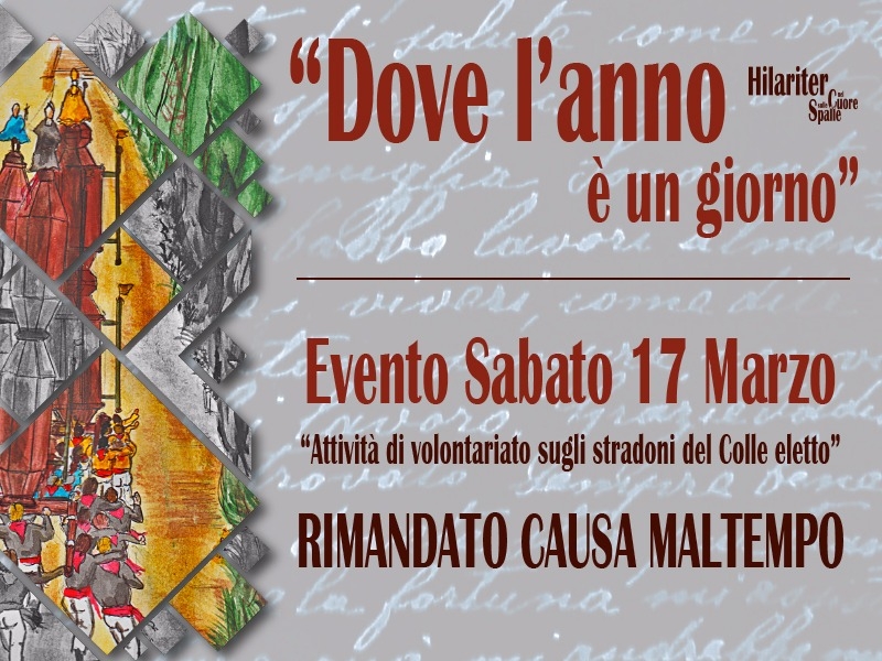 SECONDO APPUNTAMENTO CON HILARITER: SABATO 17 MARZO RINVIATO