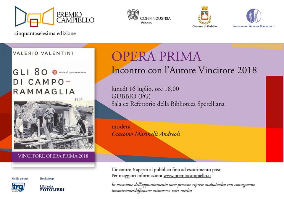Oggi alla “Sperelliana” l'incontro con il vincitore del Premio Campiello