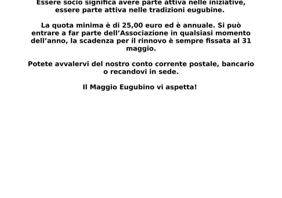 RINNOVO QUOTA SOCIALE 2018