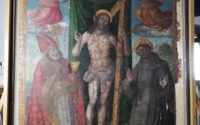 C’è la mano di Raffaello sul gonfalone del “Corpus Domini” di Gubbio
