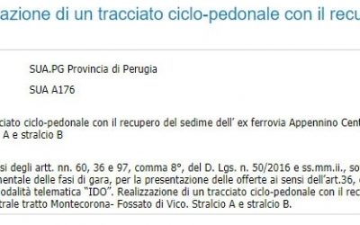 Dopo 14 anni il bando per la ciclovia Montecorona Gubbio!