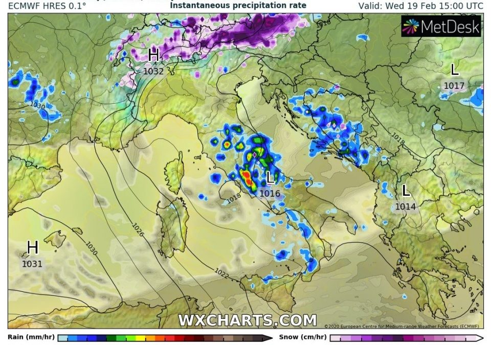 Aggiornamento meteo di luned&igrave; 17 febbraio 2020