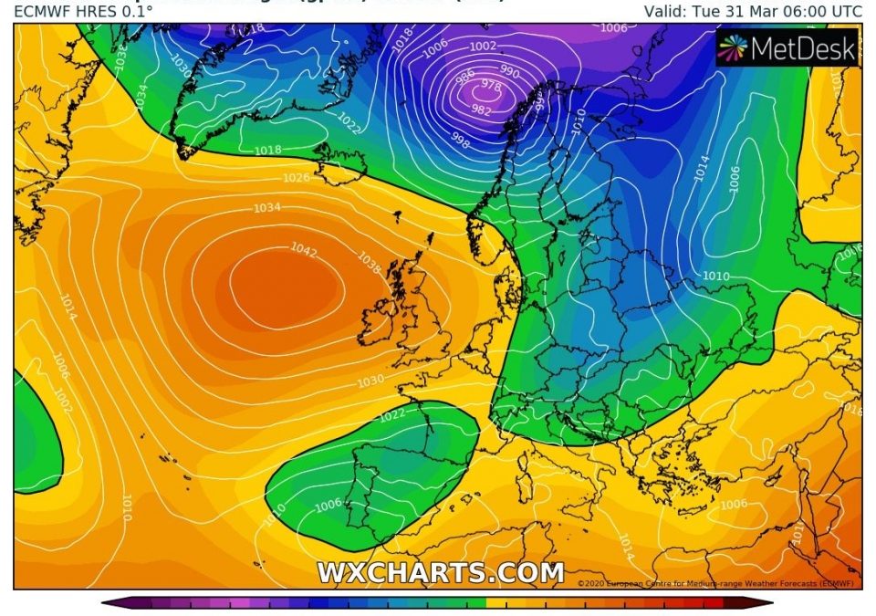 Aggiornamento meteo di domenica  29 marzo 2020