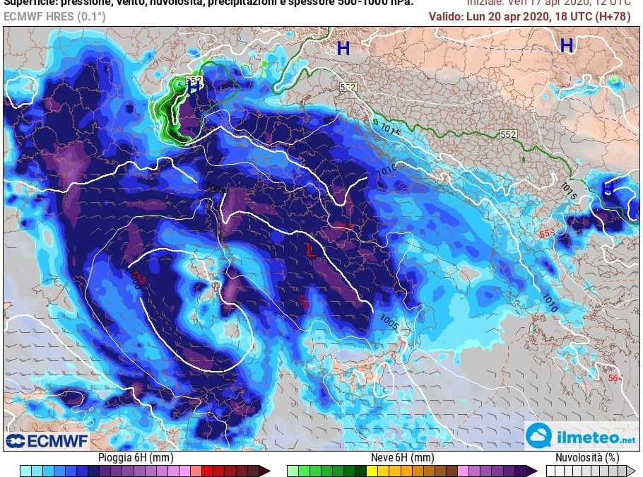 Aggiornamento meteo di sabato 18 aprile 2020