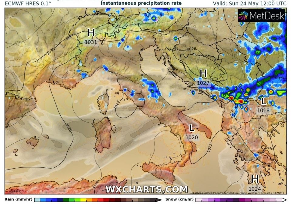 Aggiornamento meteo di domenica 24 maggio 2020
