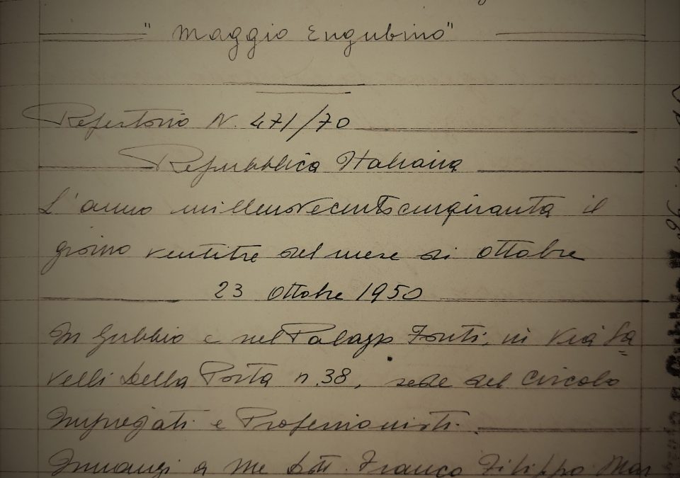 23 ottobre 1950-2020..70 anni: BUON COMPLEANNO MAGGIO EUGUBINO!