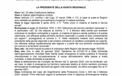 Emergenza Covid: Ordinanza Regionale n. 71 del 13 novembre 2020