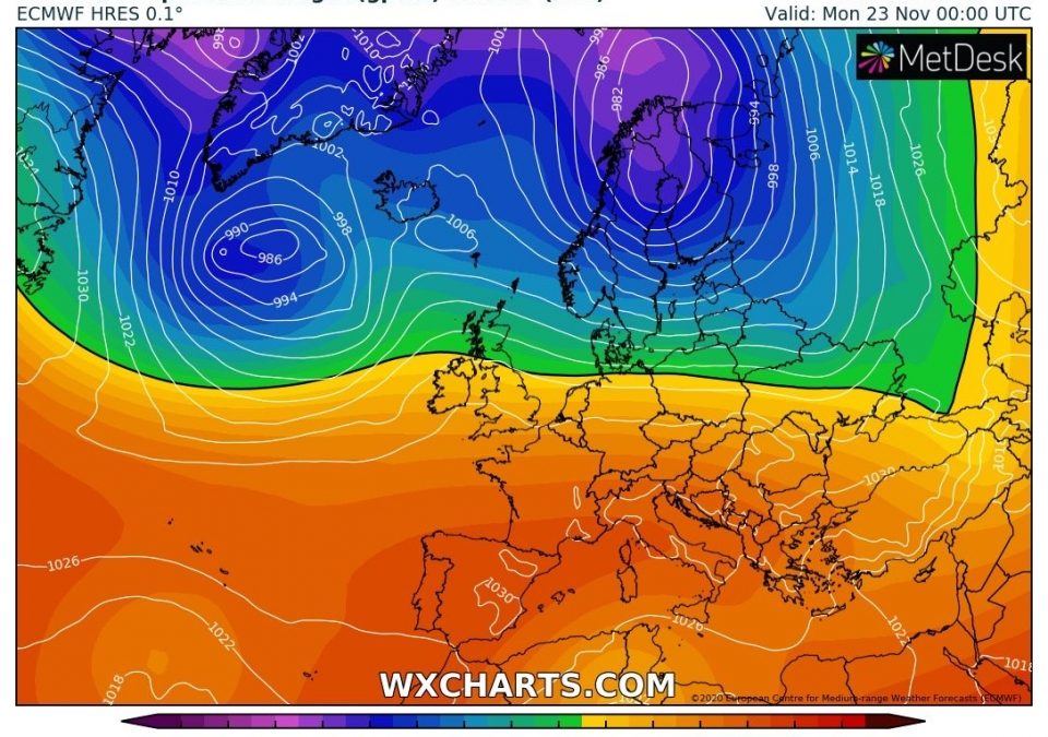 Aggiornamento meteo di gioved&igrave; 19 novembre 2020