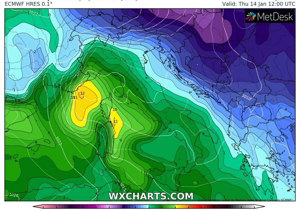 Aggiornamento meteo di luned&igrave; 11 gennaio 2021