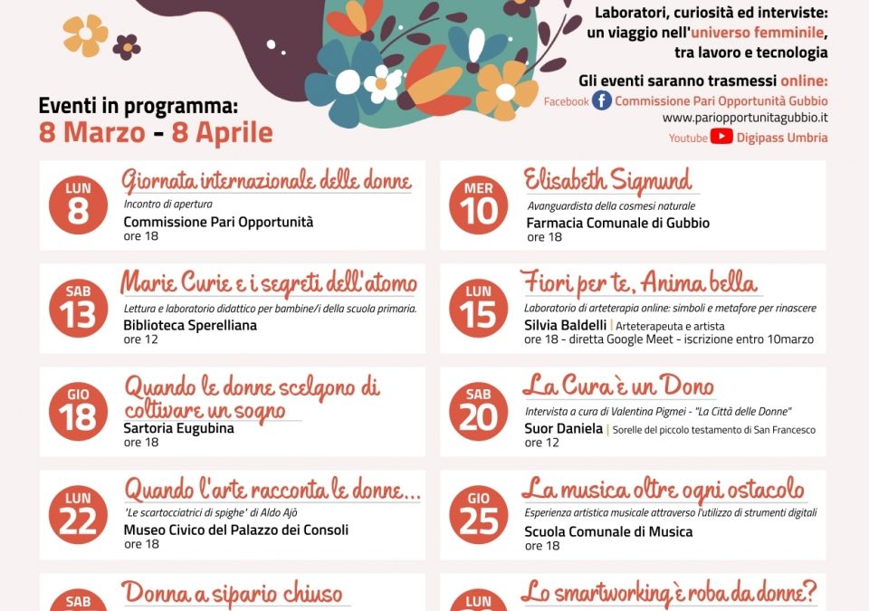 Otto marzo: da Commissione Pari opportunit&agrave; e Digipass un mese di eventi online dedicati al mondo femminile