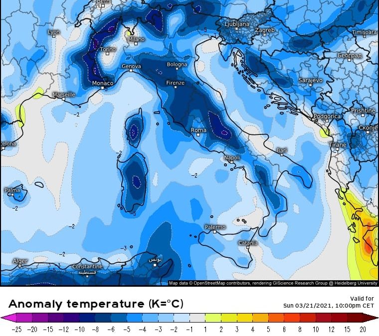 Aggiornamento meteo di domenica 21 marzo 2021