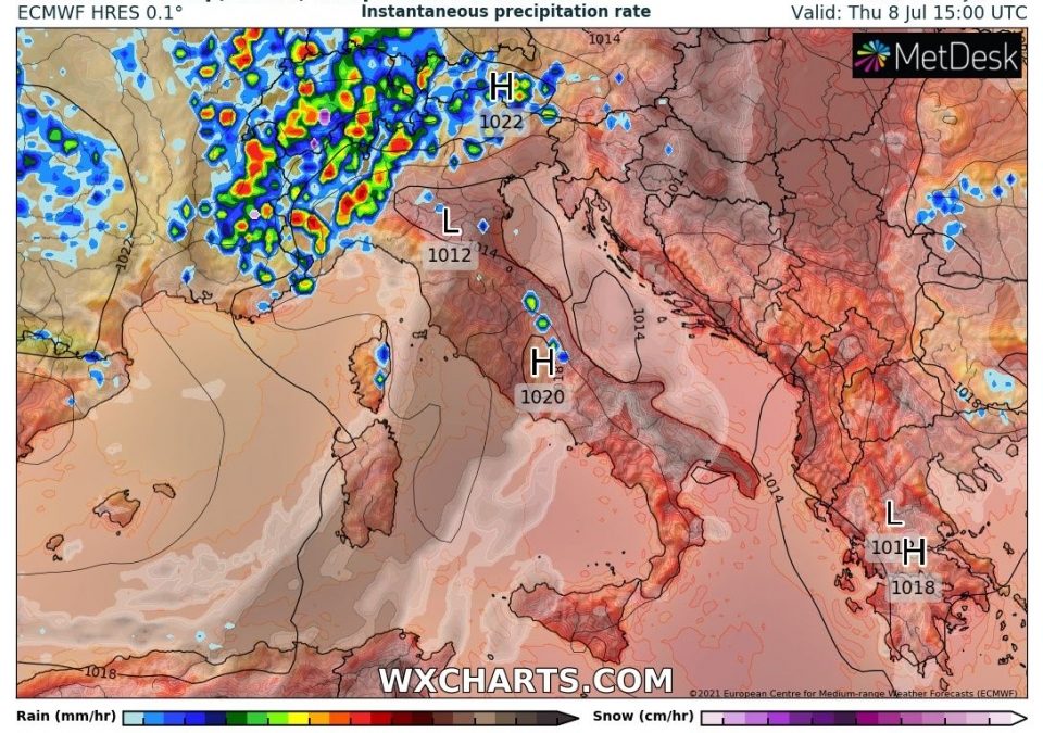 Aggiornamento meteo di marted&igrave; 6 luglio 2021