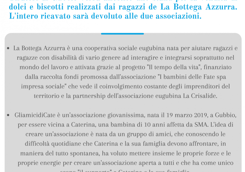 INIZIATIVA “LA BOTTEGA AZZURRA E GLIAMICIDICATE UNITE PER CRESCERE INSIEME”