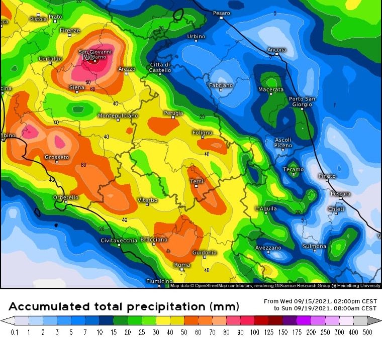 Aggiornamento meteo di gioved&igrave;' 16 settembre 2021