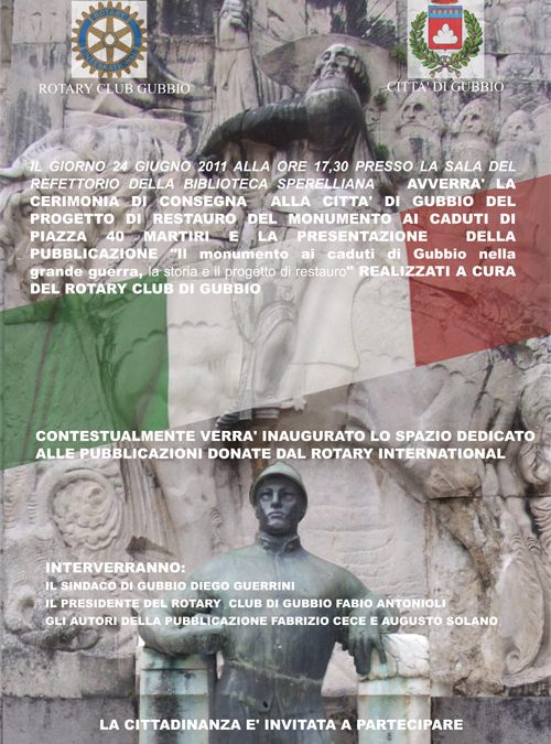 il Rotary Club Gubbio consegna alla città di Gubbio il restuaro del monumento ai caduti