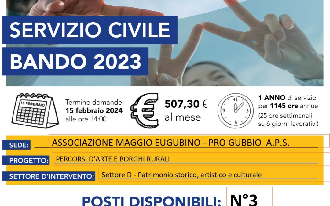 SERVIZIO CIVILE PRESSO IL MAGGIO, domande entro il 15 febbraio