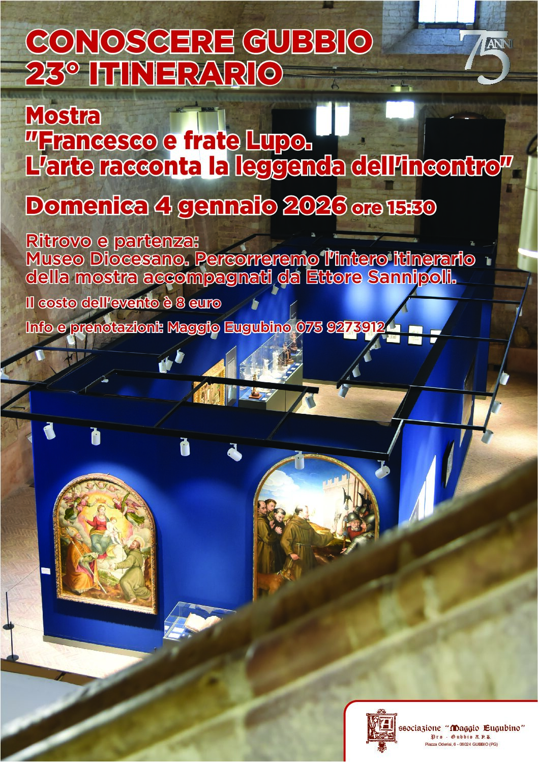 CONOSCERE GUBBIO 23ma edizione: Mostra “Francesco e frate Lupo. L’arte racconta la leggenda dell’incontro” domenica 4 gennaio